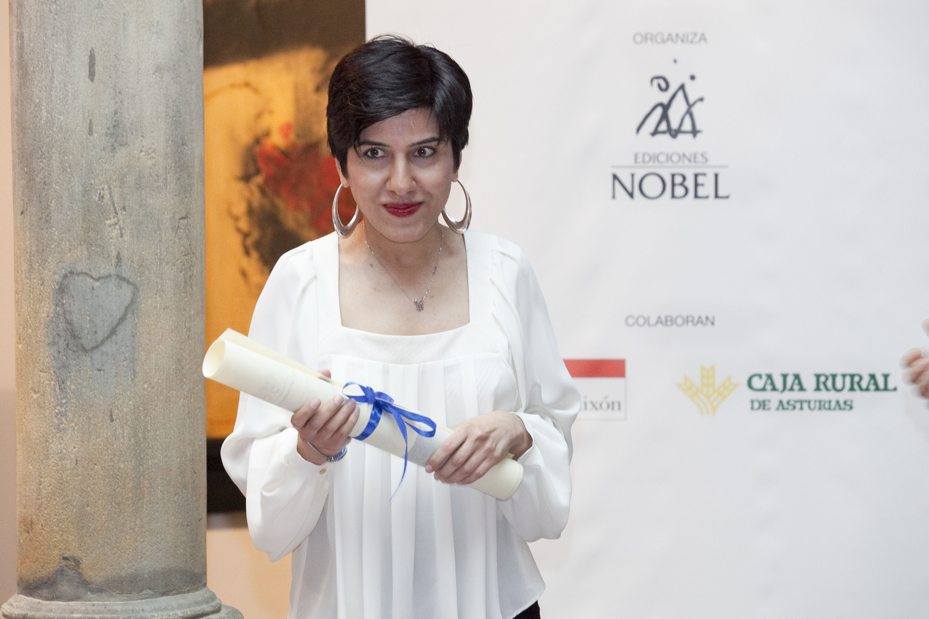 Acto de entrega del Premio Int. de Ensayo Jovellanos (Benigno Pendás) y el Premio Int. de Poesía (Sepideh Jodeyri), en el museo Casa Natal. © JORGE PETEIRO. Gijón, 18/06/2015.